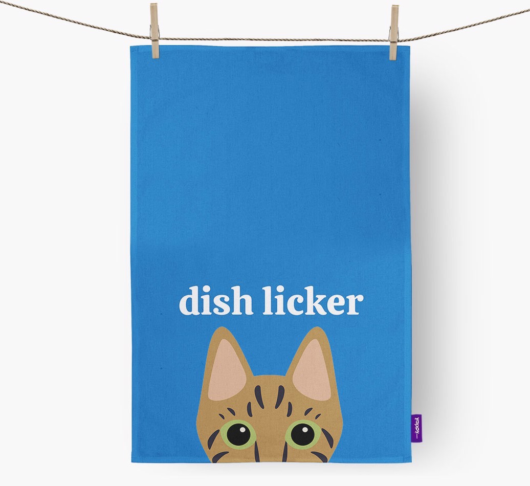 'Dish Licker' - Personalised {breedFullName} Tea Towel