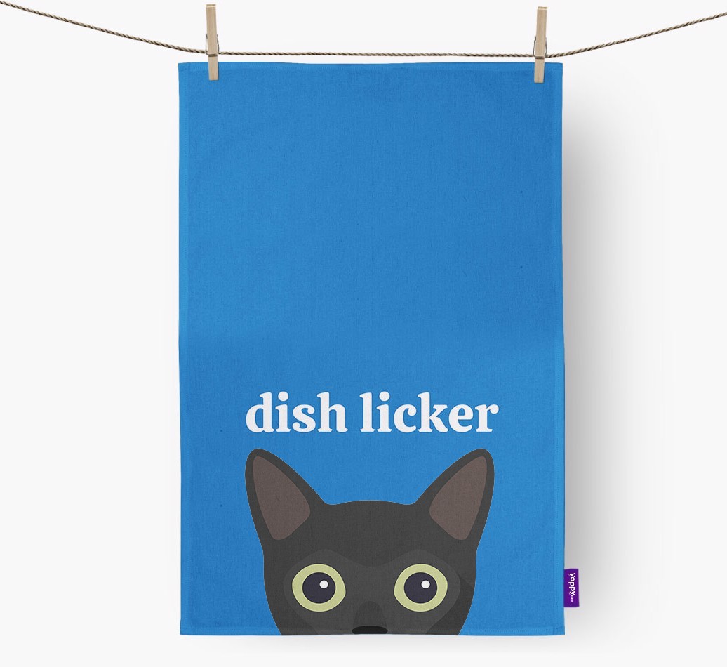 'Dish Licker' - Personalised {breedFullName} Tea Towel
