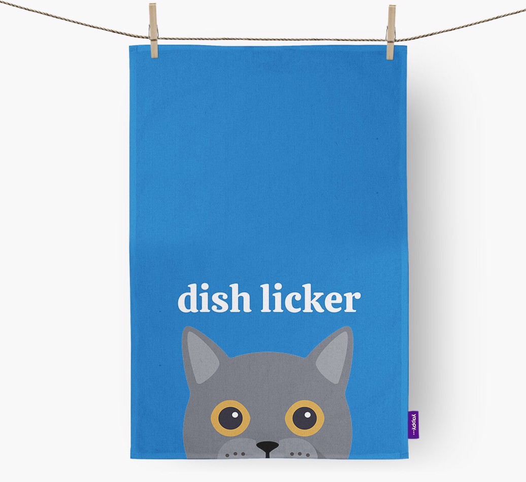 'Dish Licker' - Personalised {breedFullName} Tea Towel