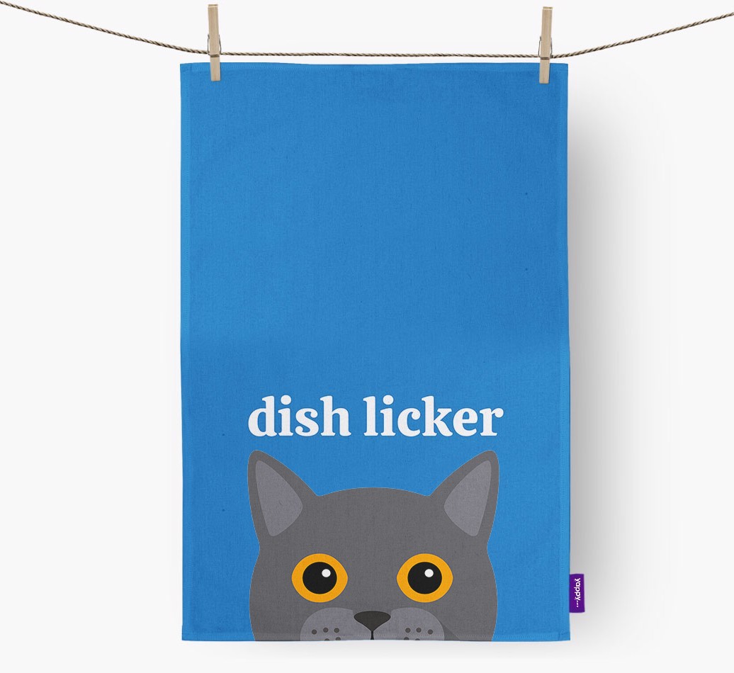 'Dish Licker' - Personalised {breedFullName} Tea Towel