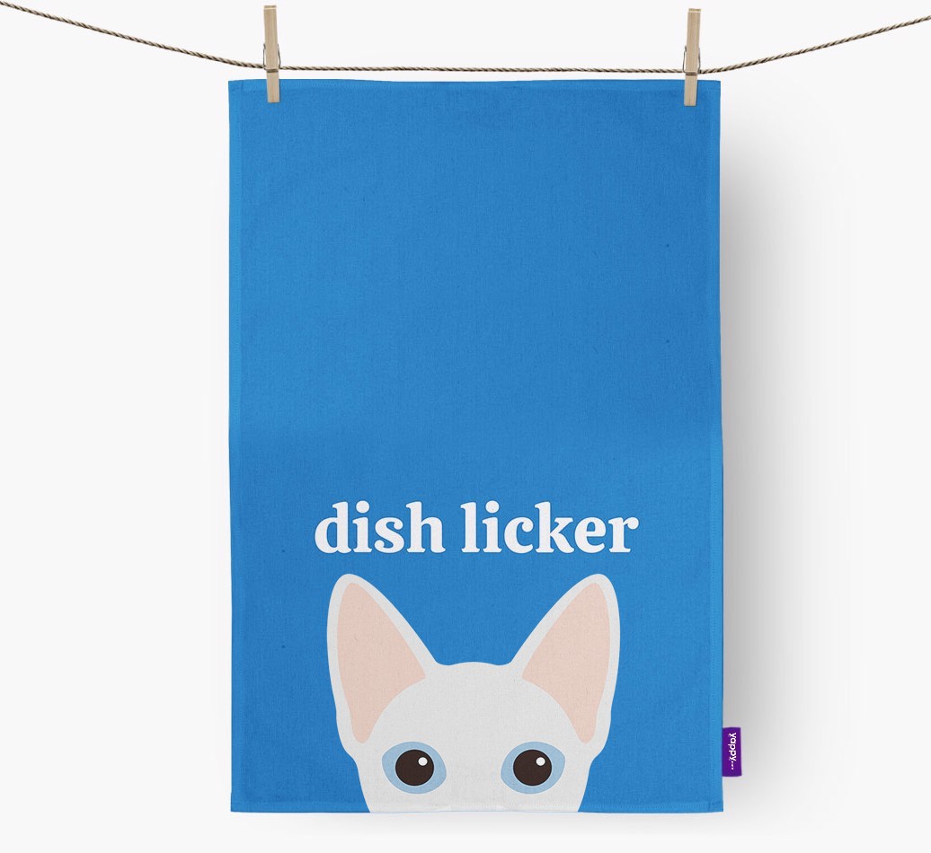 'Dish Licker' - Personalised {breedFullName} Tea Towel
