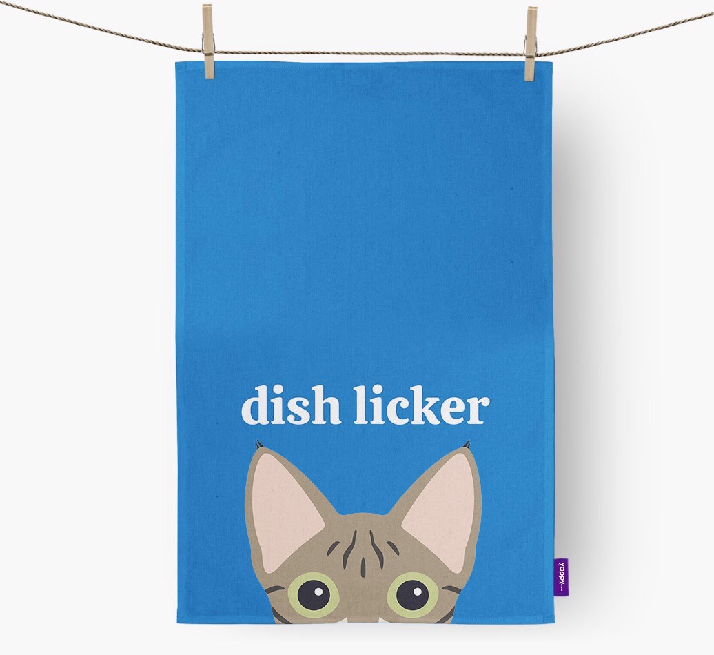 'Dish Licker' - Personalised {breedFullName} Tea Towel