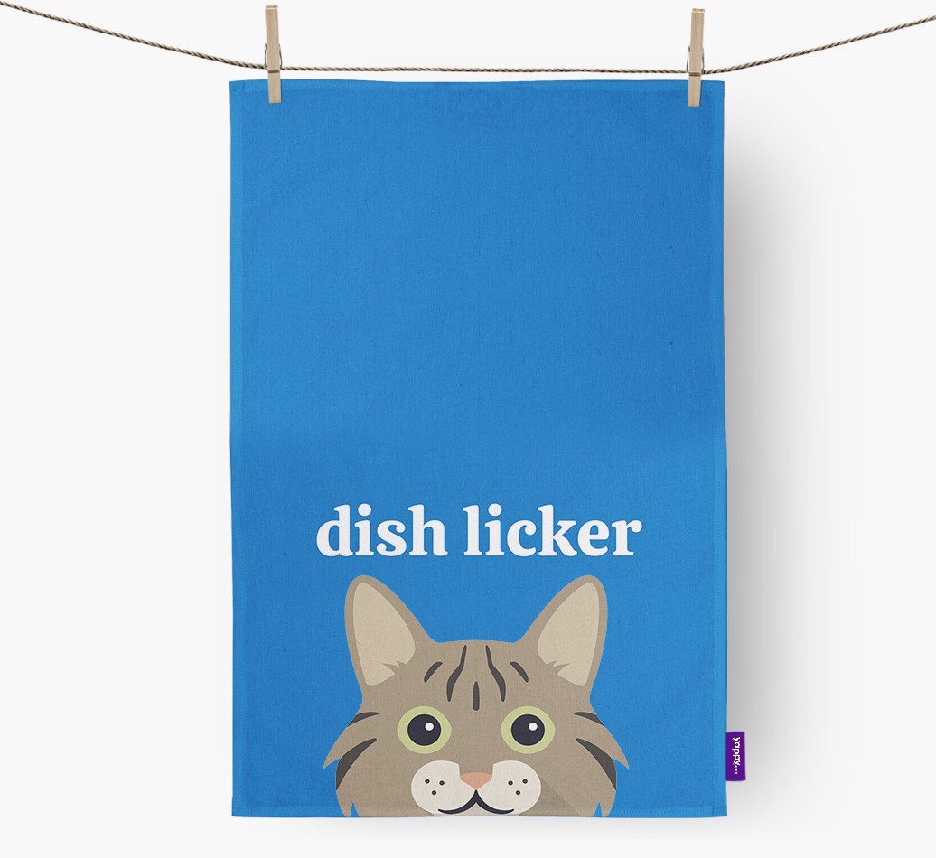 'Dish Licker' - Personalised {breedFullName} Tea Towel