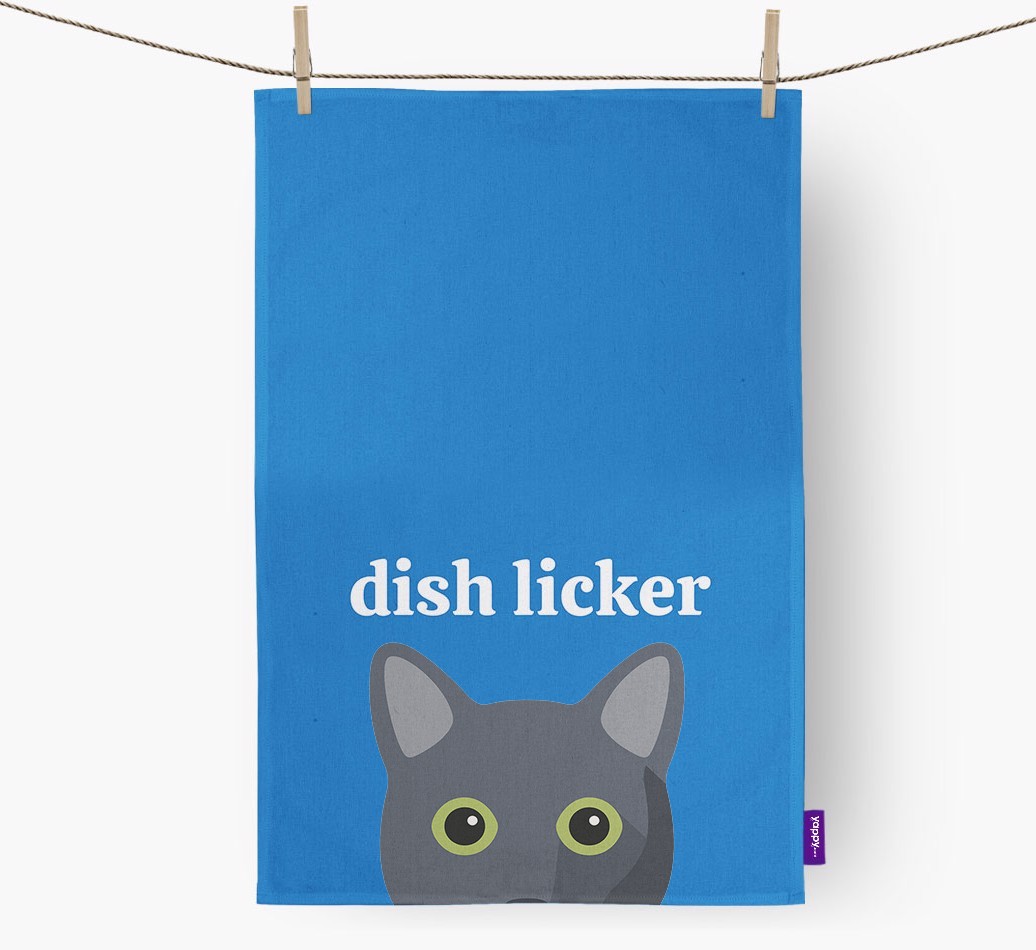 'Dish Licker' - Personalised {breedFullName} Tea Towel