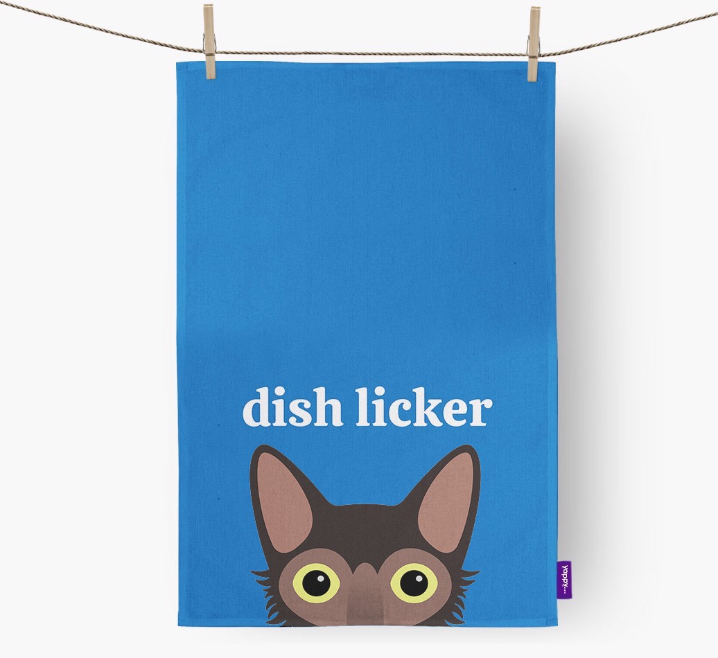 'Dish Licker' - Personalised {breedFullName} Tea Towel