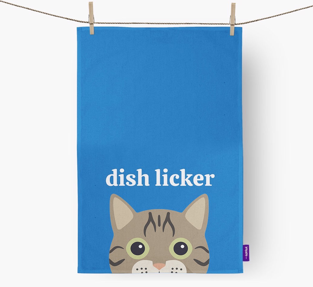 'Dish Licker' - Personalised {breedFullName} Tea Towel