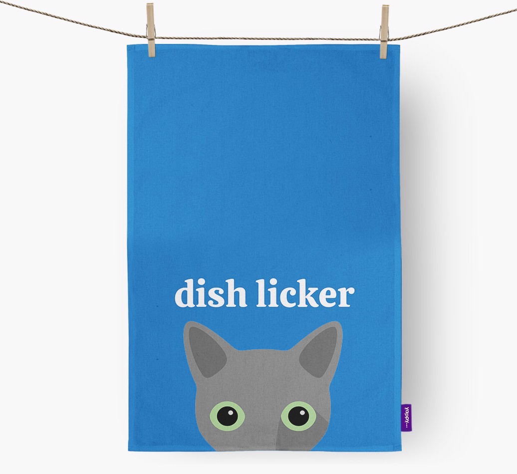 'Dish Licker' - Personalised {breedFullName} Tea Towel
