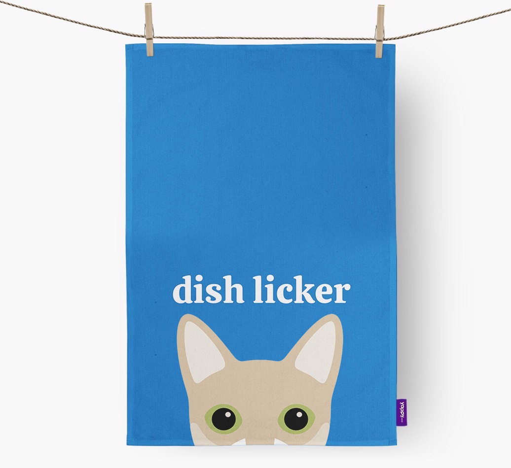 'Dish Licker' - Personalised {breedFullName} Tea Towel