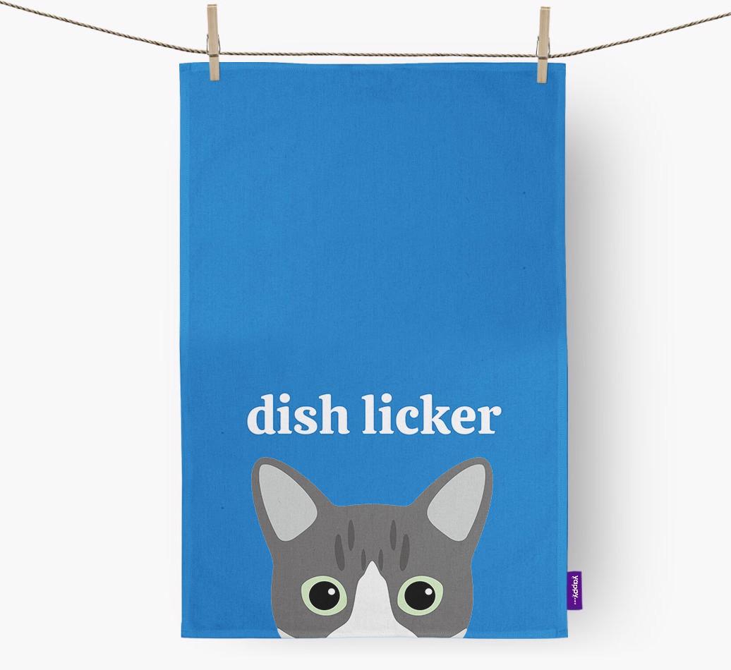 'Dish Licker' - Personalized {breedCommonName} Dish Towel