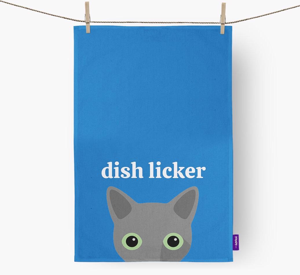 'Dish Licker' - Personalized {breedCommonName} Dish Towel