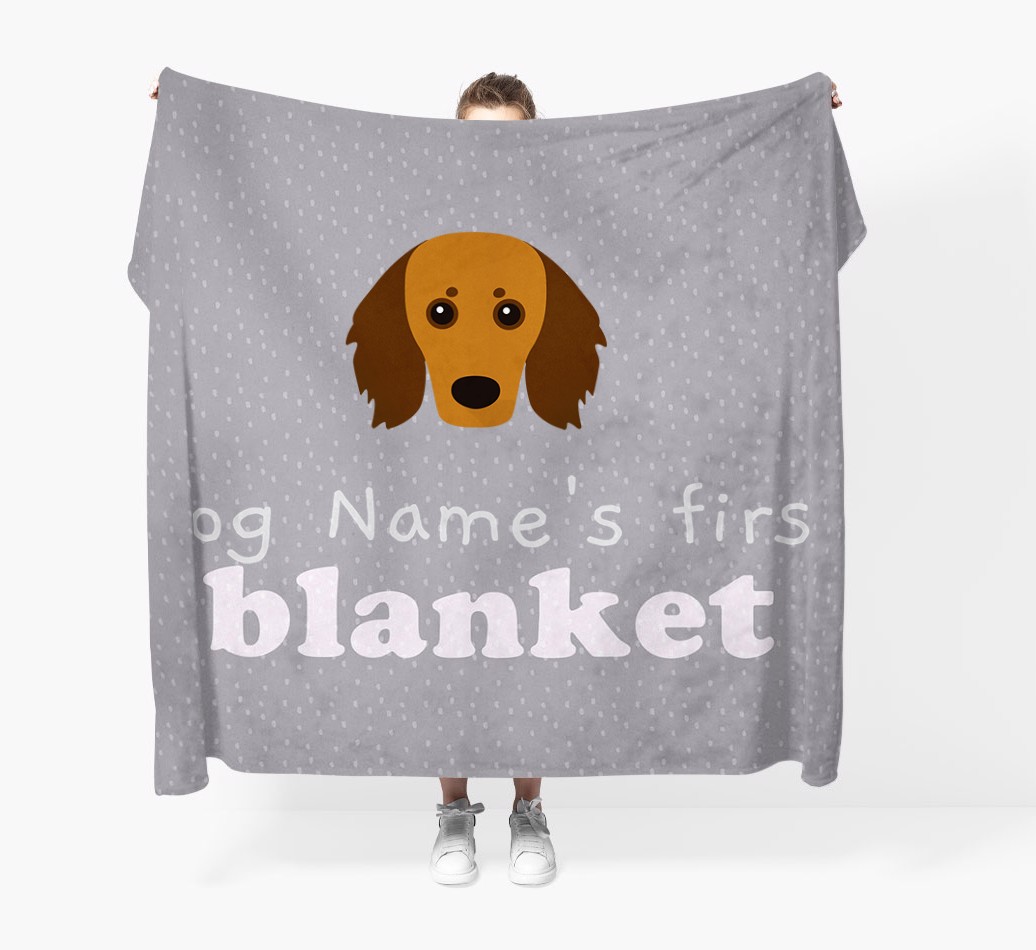 'Dog's First Blanket' - Personalised {breedFullName} Throw Blanket