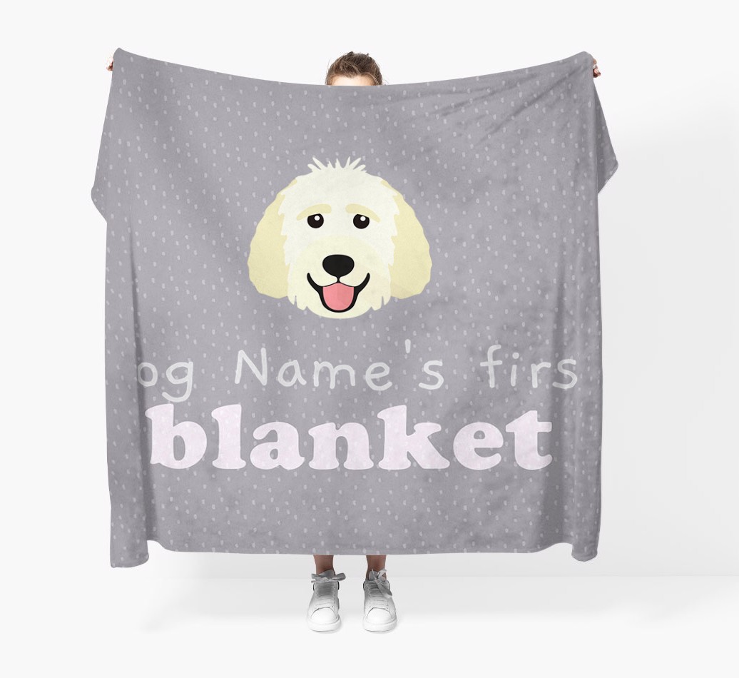 'Dog's First Blanket' - Personalised {breedFullName} Throw Blanket