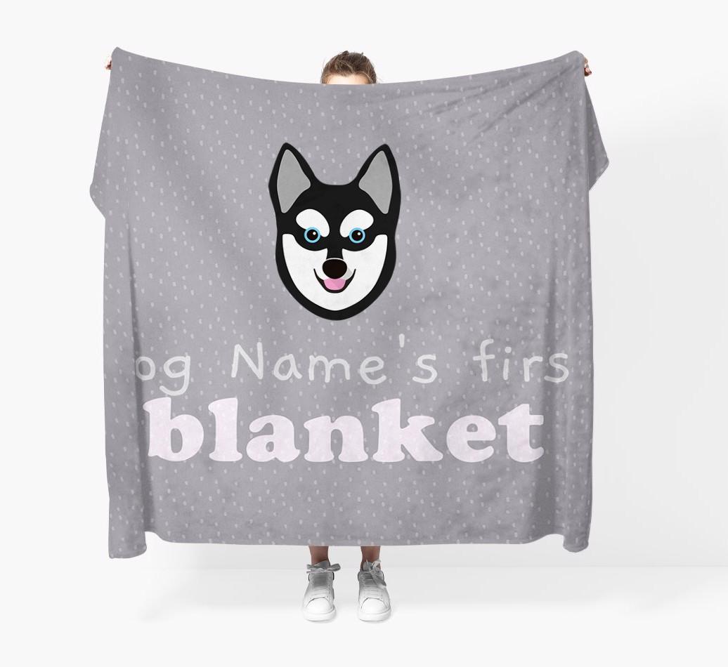 'Dog's First Blanket' - Personalised {breedFullName} Throw Blanket