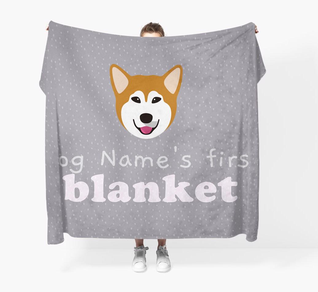 'Dog's First Blanket' - Personalised {breedFullName} Throw Blanket