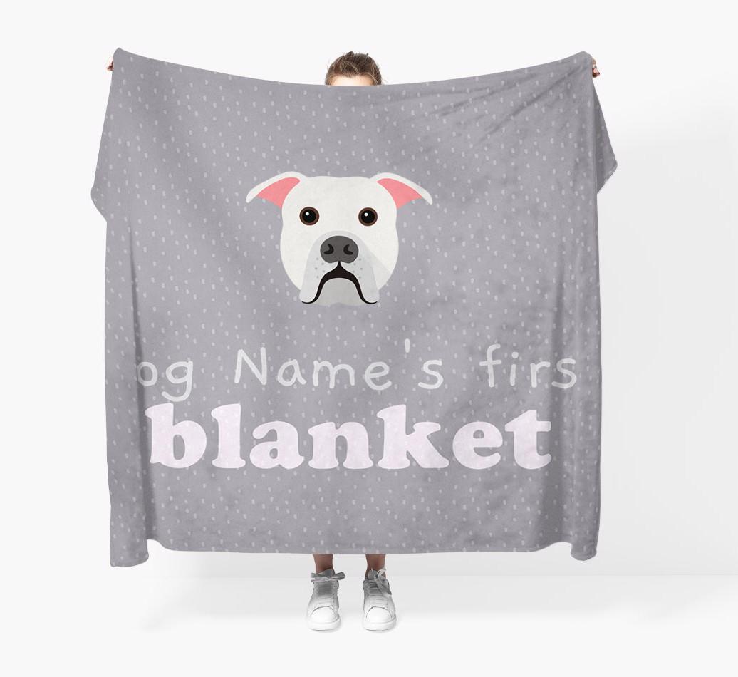 'Dog's First Blanket' - Personalised {breedFullName} Throw Blanket