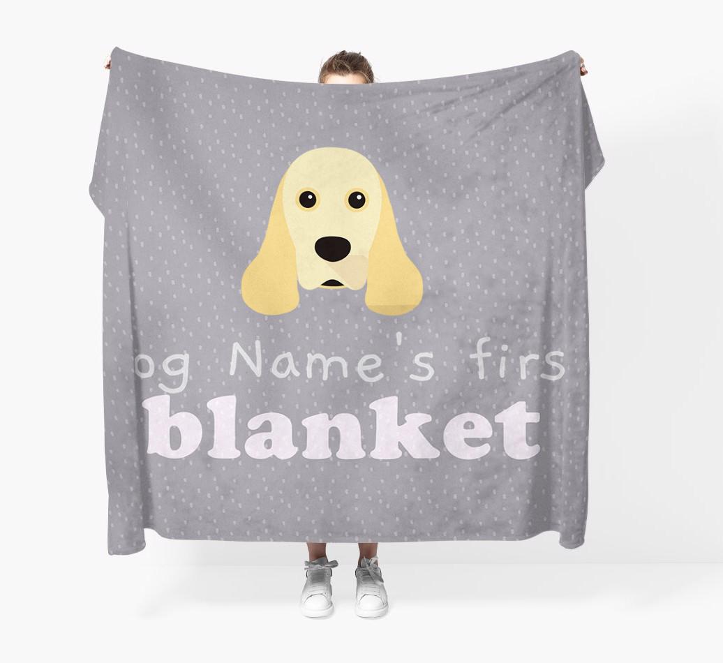 'Dog's First Blanket' - Personalised {breedFullName} Throw Blanket