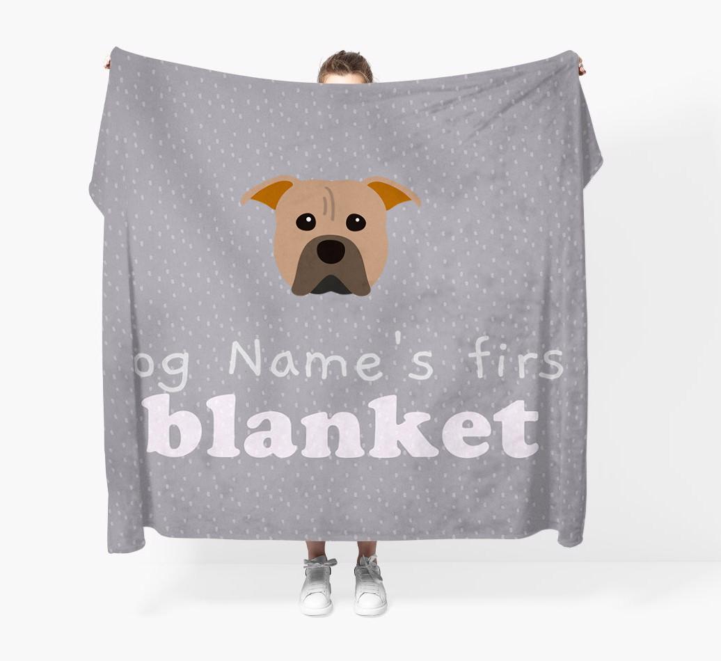 'Dog's First Blanket' - Personalised {breedFullName} Throw Blanket