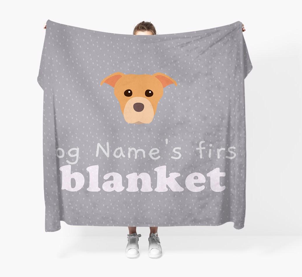 'Dog's First Blanket' - Personalised {breedFullName} Throw Blanket