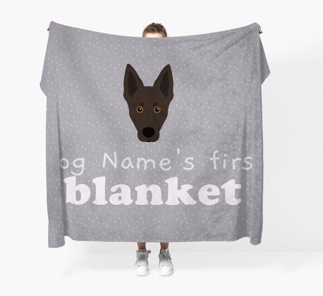 'Dog's First Blanket' - Personalised {breedFullName} Throw Blanket