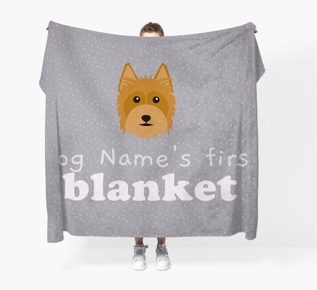 'Dog's First Blanket' - Personalised {breedFullName} Throw Blanket