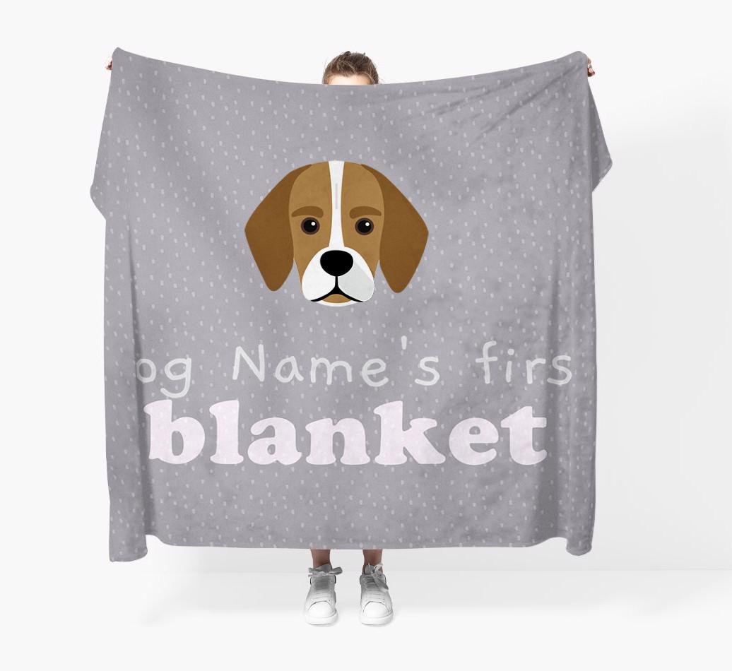 'Dog's First Blanket' - Personalised {breedFullName} Throw Blanket