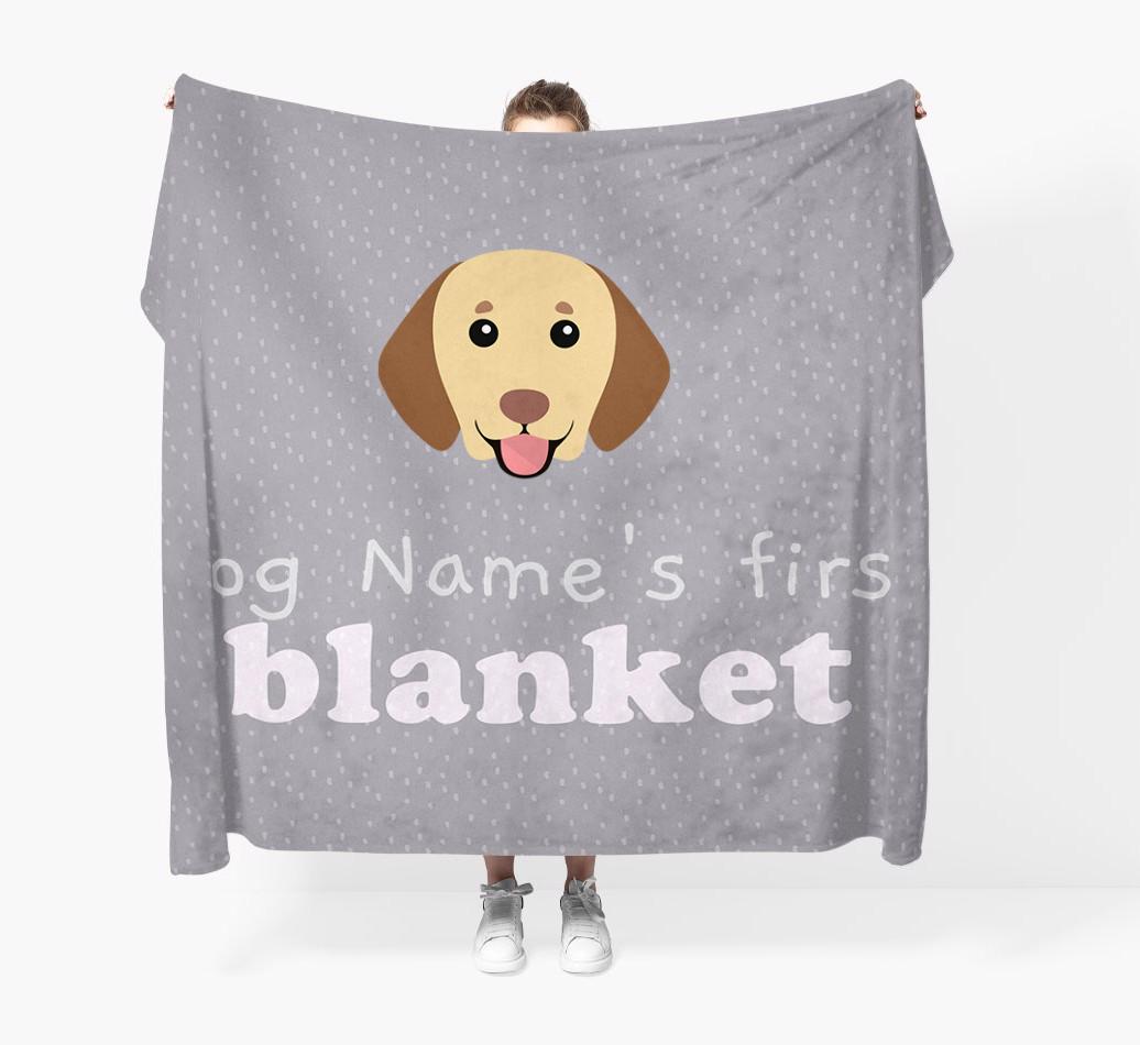 'Dog's First Blanket' - Personalised {breedFullName} Throw Blanket