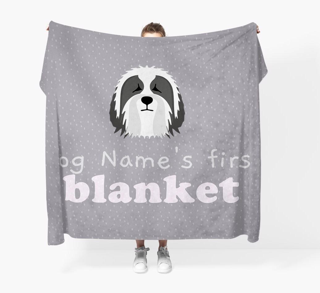 'Dog's First Blanket' - Personalised {breedFullName} Throw Blanket