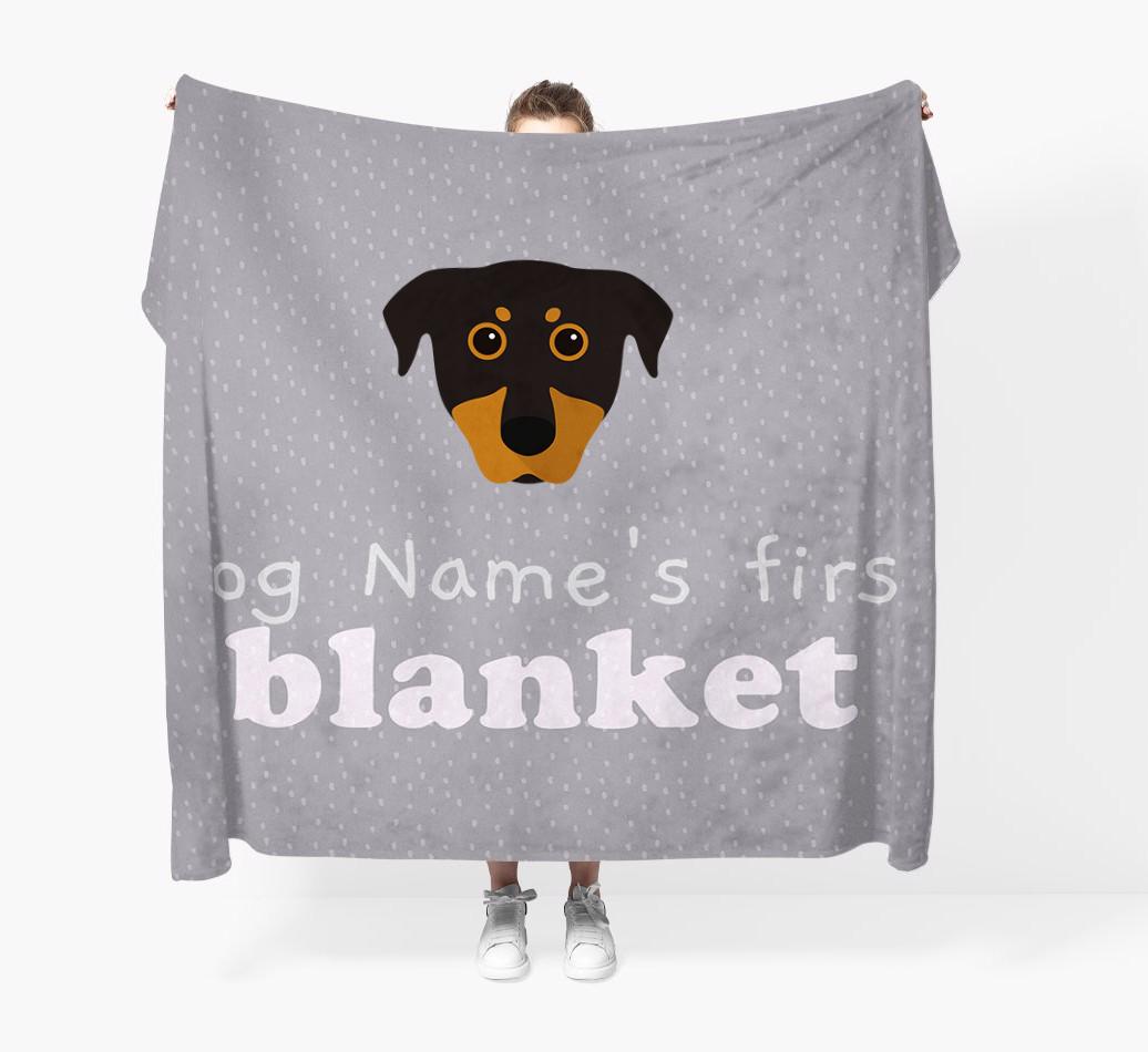 'Dog's First Blanket' - Personalised {breedFullName} Throw Blanket