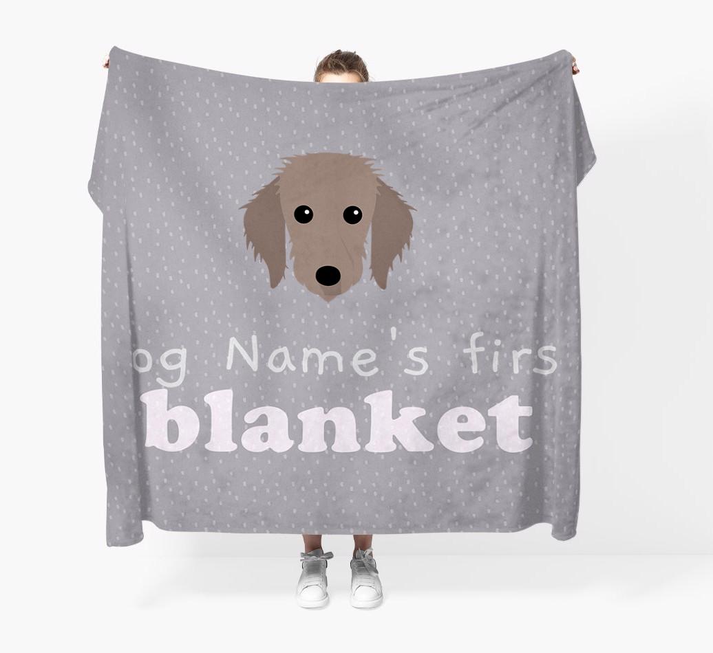 'Dog's First Blanket' - Personalised {breedFullName} Throw Blanket