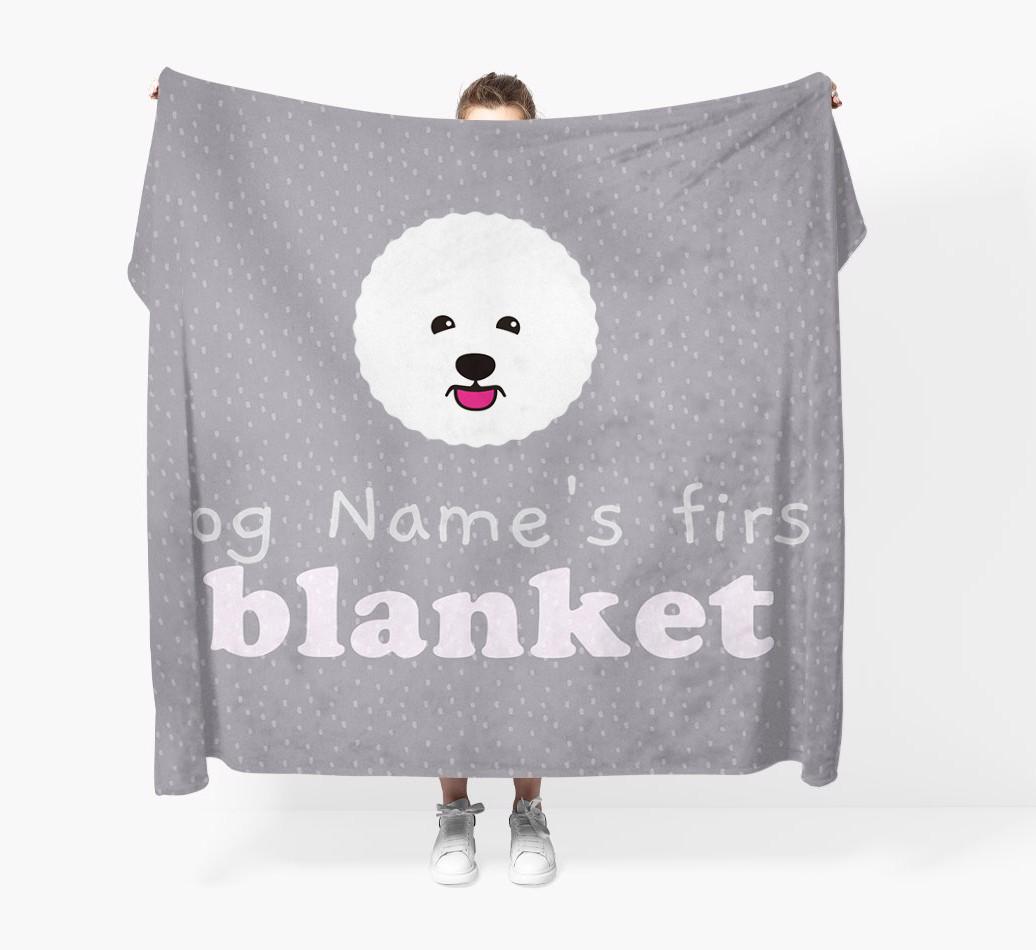 'Dog's First Blanket' - Personalised {breedFullName} Throw Blanket