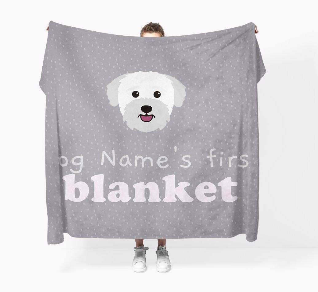 'Dog's First Blanket' - Personalised {breedFullName} Throw Blanket