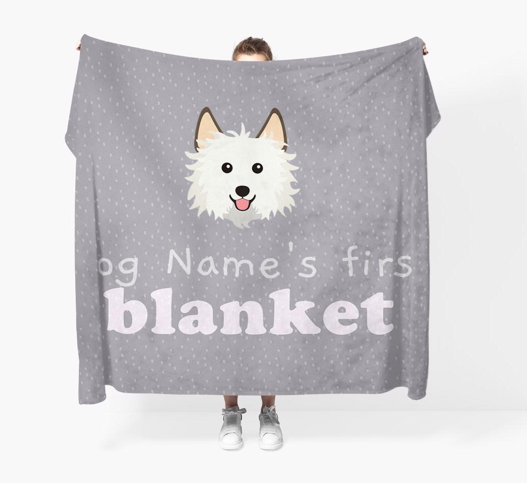 'Dog's First Blanket' - Personalised {breedFullName} Throw Blanket