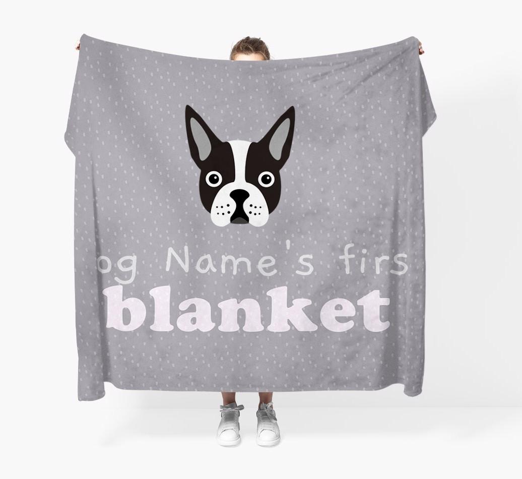 'Dog's First Blanket' - Personalised {breedFullName} Throw Blanket