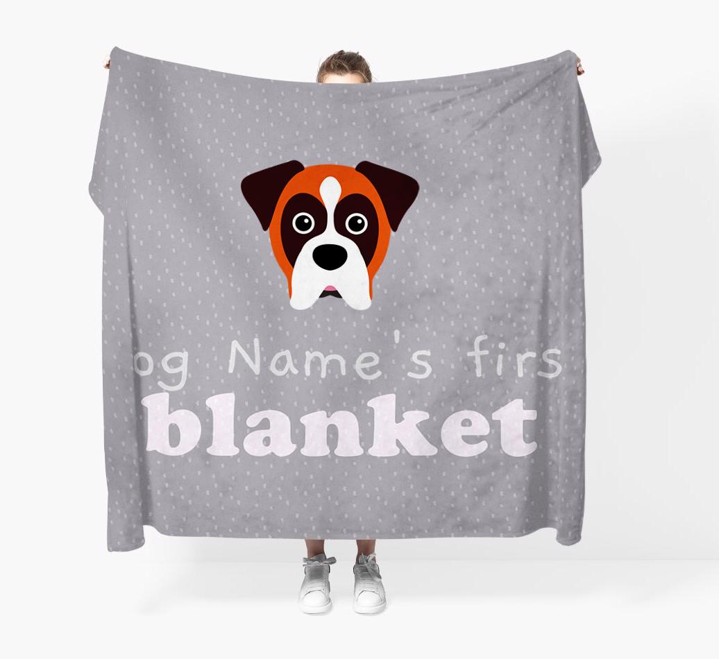 'Dog's First Blanket' - Personalised {breedFullName} Throw Blanket