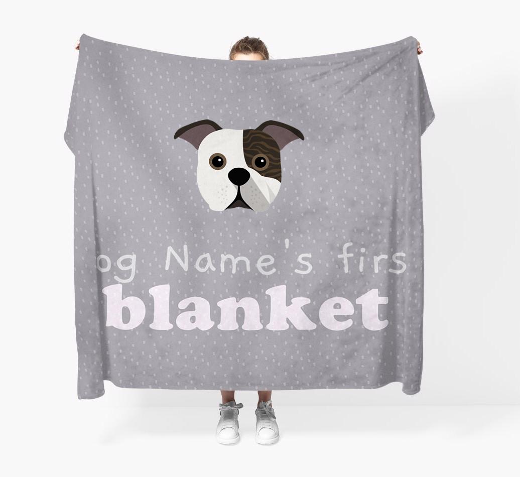 'Dog's First Blanket' - Personalised {breedFullName} Throw Blanket