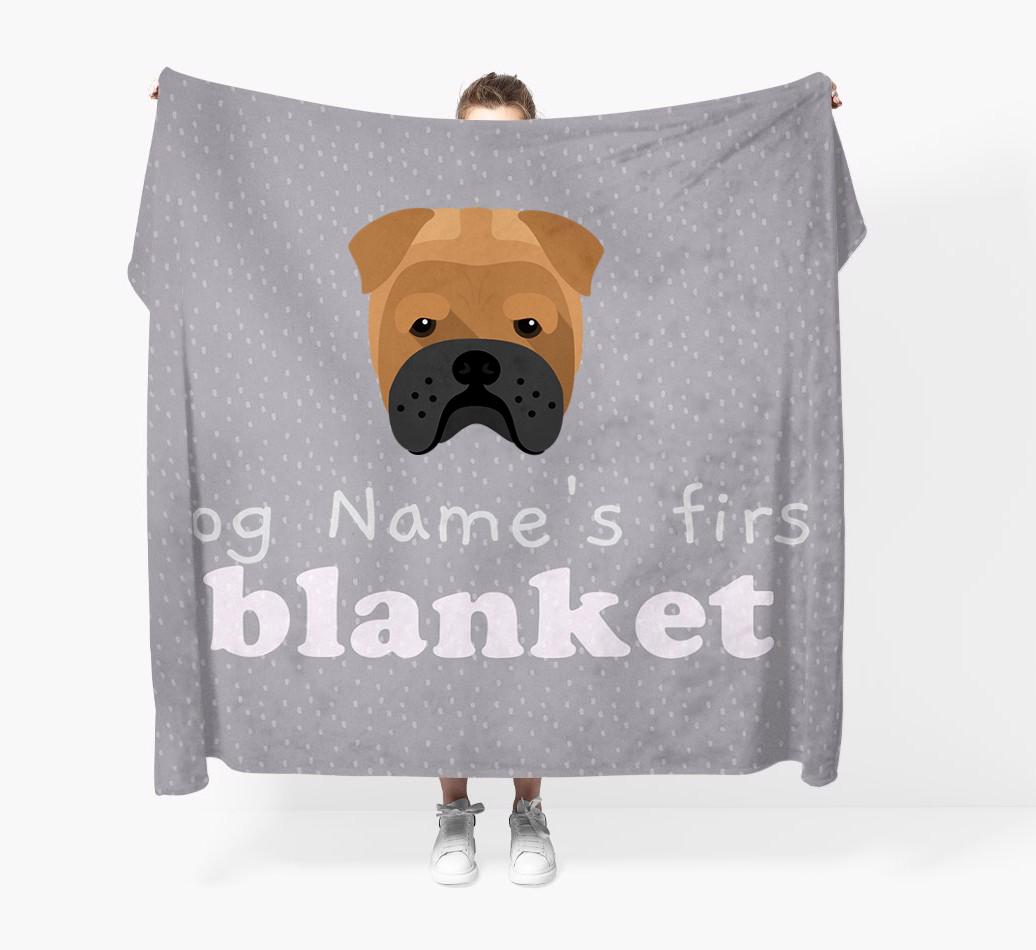 'Dog's First Blanket' - Personalised {breedFullName} Throw Blanket