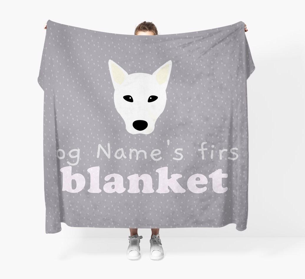 'Dog's First Blanket' - Personalised {breedFullName} Throw Blanket