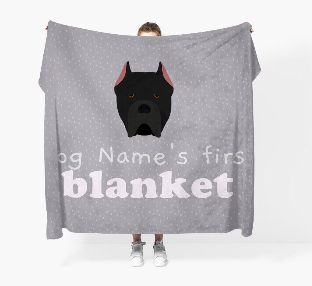 'Dog's First Blanket' - Personalised {breedFullName} Throw Blanket
