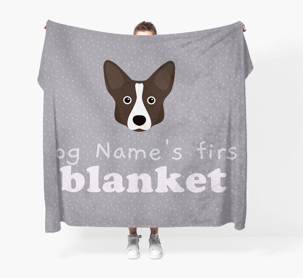 'Dog's First Blanket' - Personalised {breedFullName} Throw Blanket