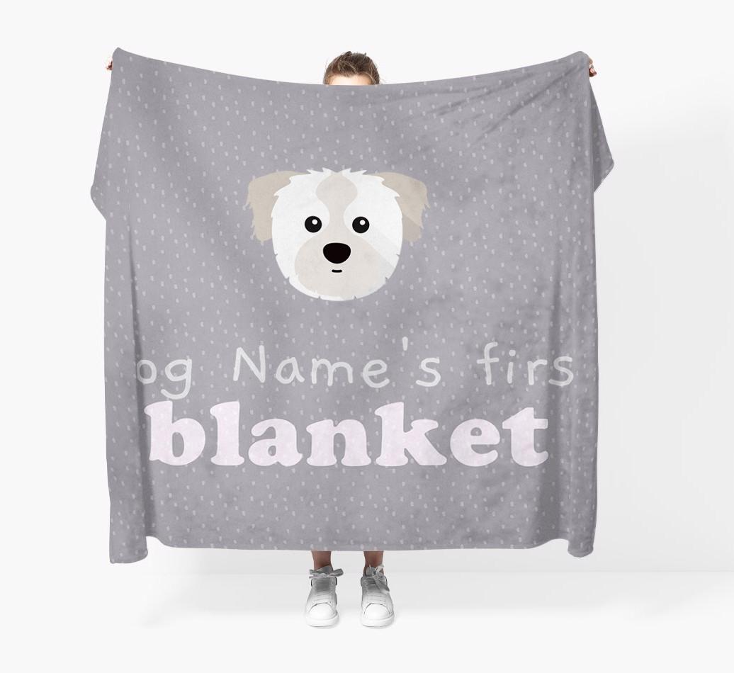 'Dog's First Blanket' - Personalised {breedFullName} Throw Blanket