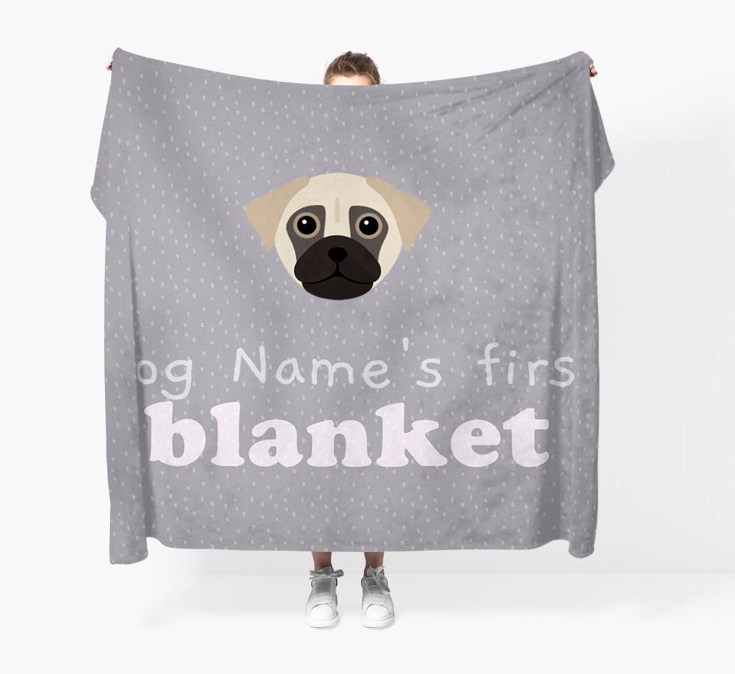 'Dog's First Blanket' - Personalised {breedFullName} Throw Blanket
