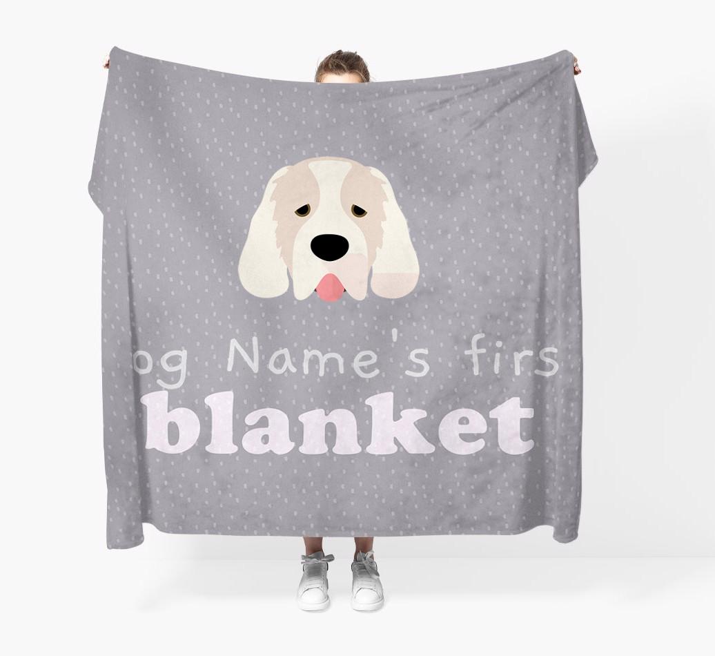 'Dog's First Blanket' - Personalised {breedFullName} Throw Blanket