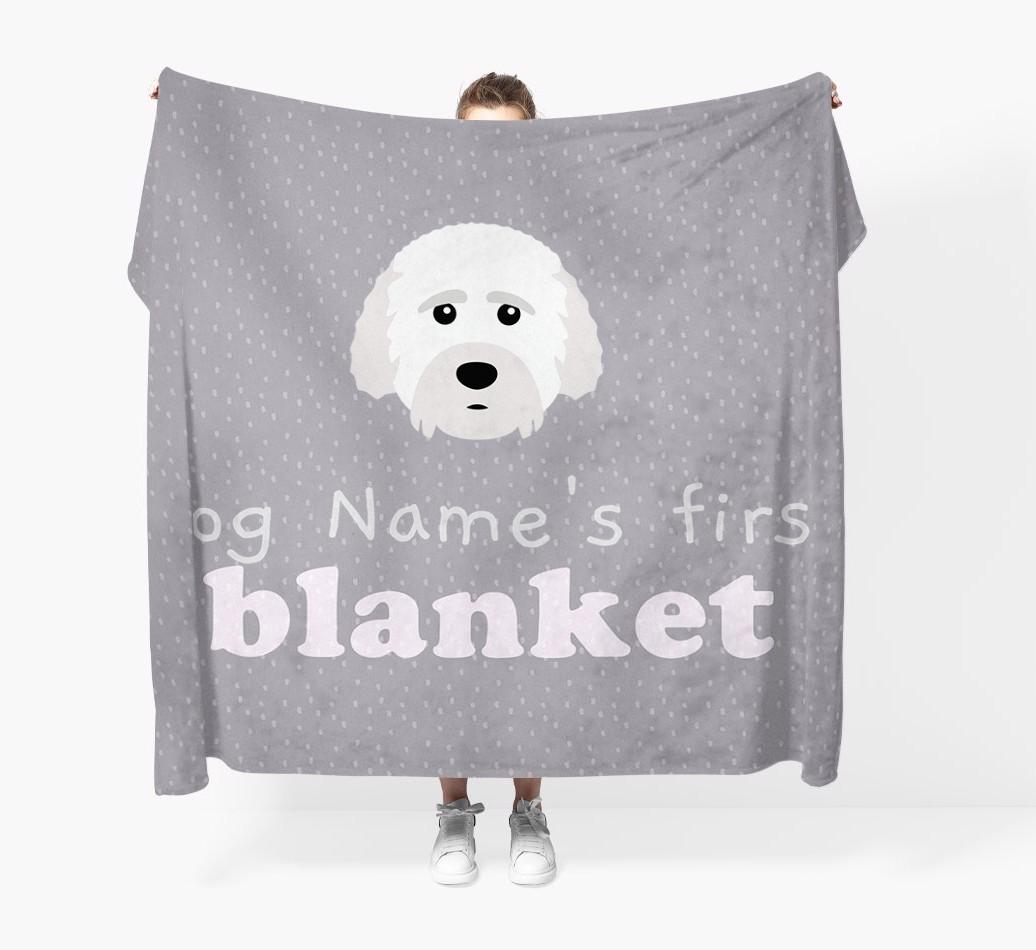 'Dog's First Blanket' - Personalised {breedFullName} Throw Blanket