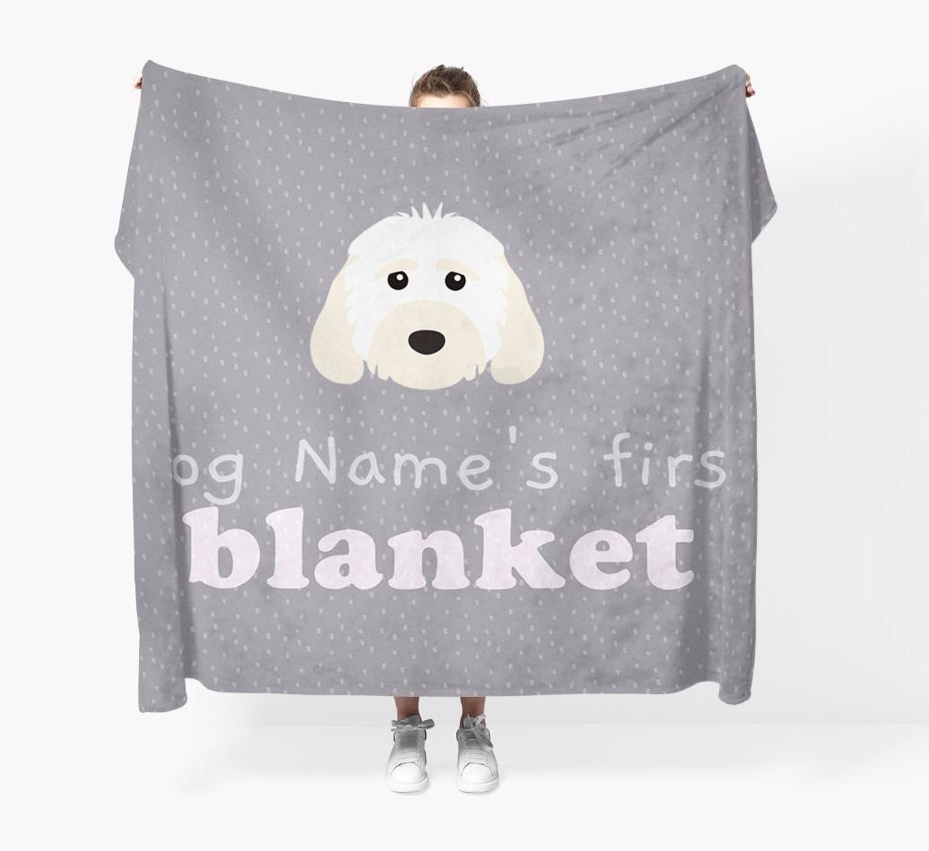 'Dog's First Blanket' - Personalised {breedFullName} Throw Blanket