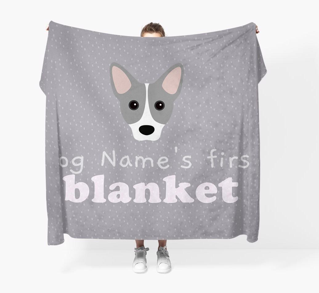 'Dog's First Blanket' - Personalised {breedFullName} Throw Blanket
