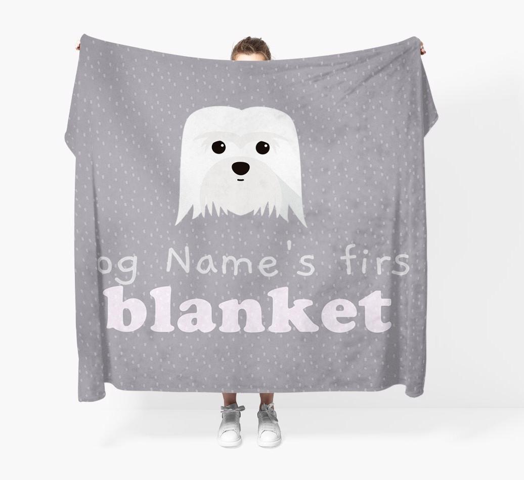 'Dog's First Blanket' - Personalised {breedFullName} Throw Blanket