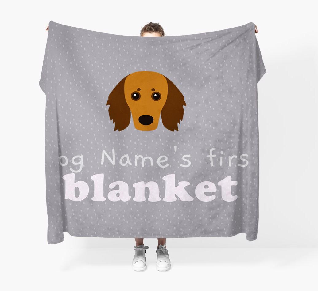 'Dog's First Blanket' - Personalised {breedFullName} Throw Blanket