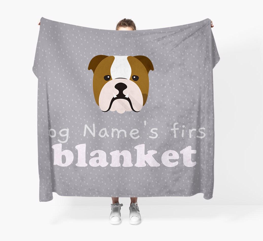 'Dog's First Blanket' - Personalised {breedFullName} Throw Blanket
