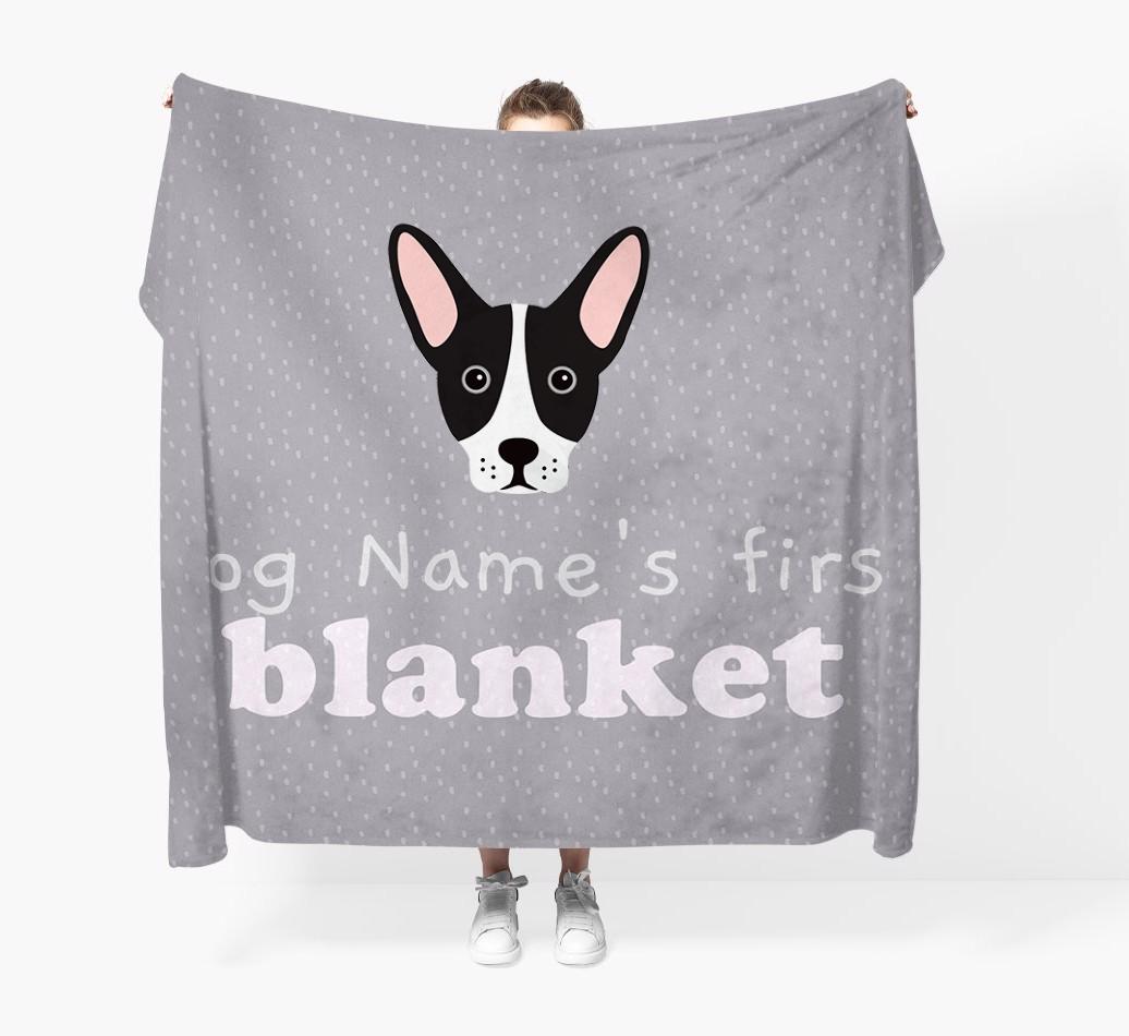 'Dog's First Blanket' - Personalised {breedFullName} Throw Blanket