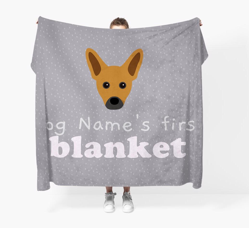 'Dog's First Blanket' - Personalised {breedFullName} Throw Blanket